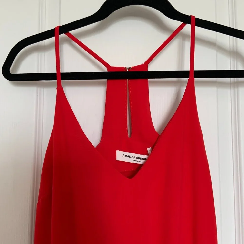 Amanda Uprichard Madison Jumpsuit Red Spaghetti Strap Romper Pantsuit Size P - Picture 8 of 16